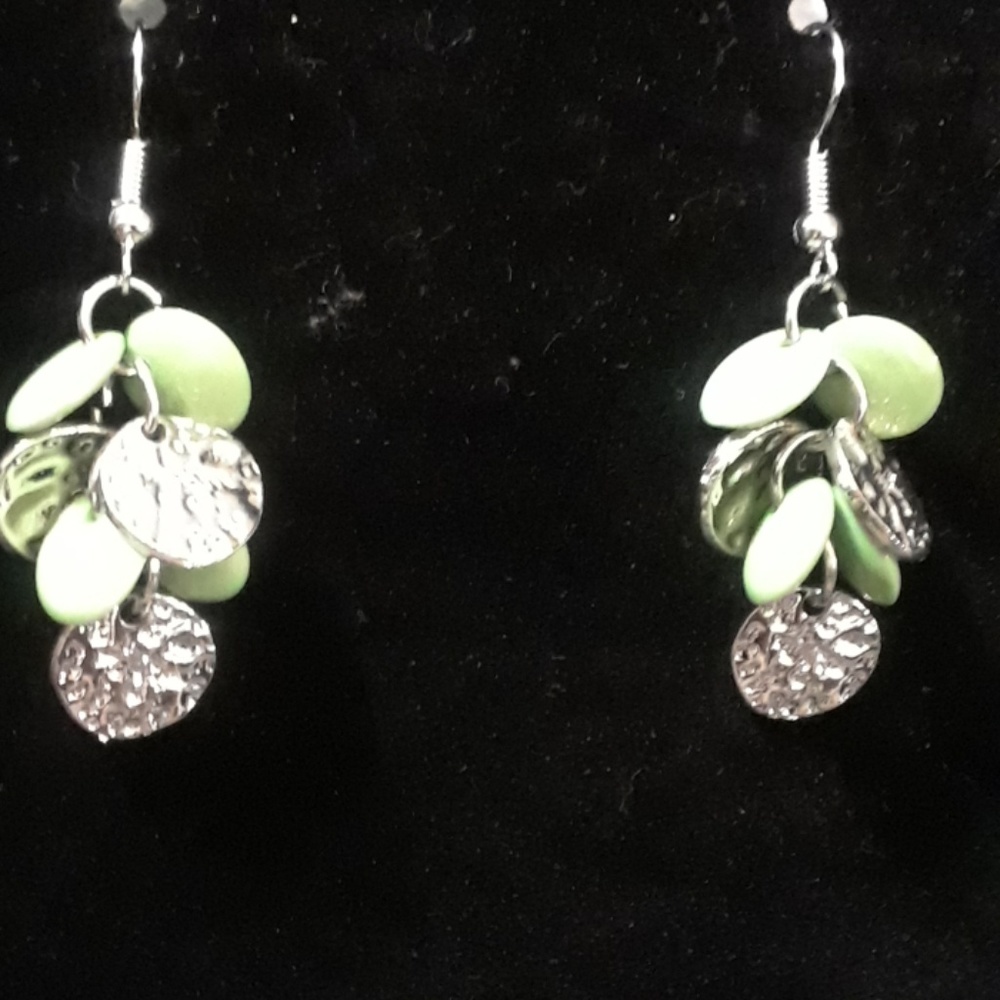 Paparazzi Green & Silver Earrings.